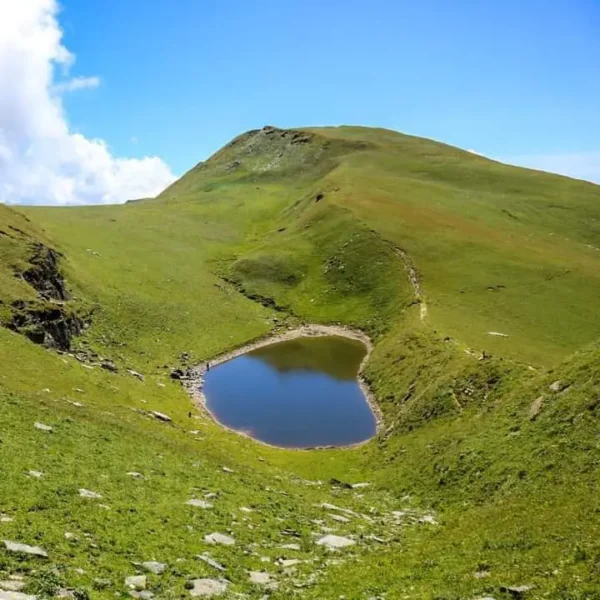 Rani Sui Lake, a heart shaped lake in Manali, High In Himalayas